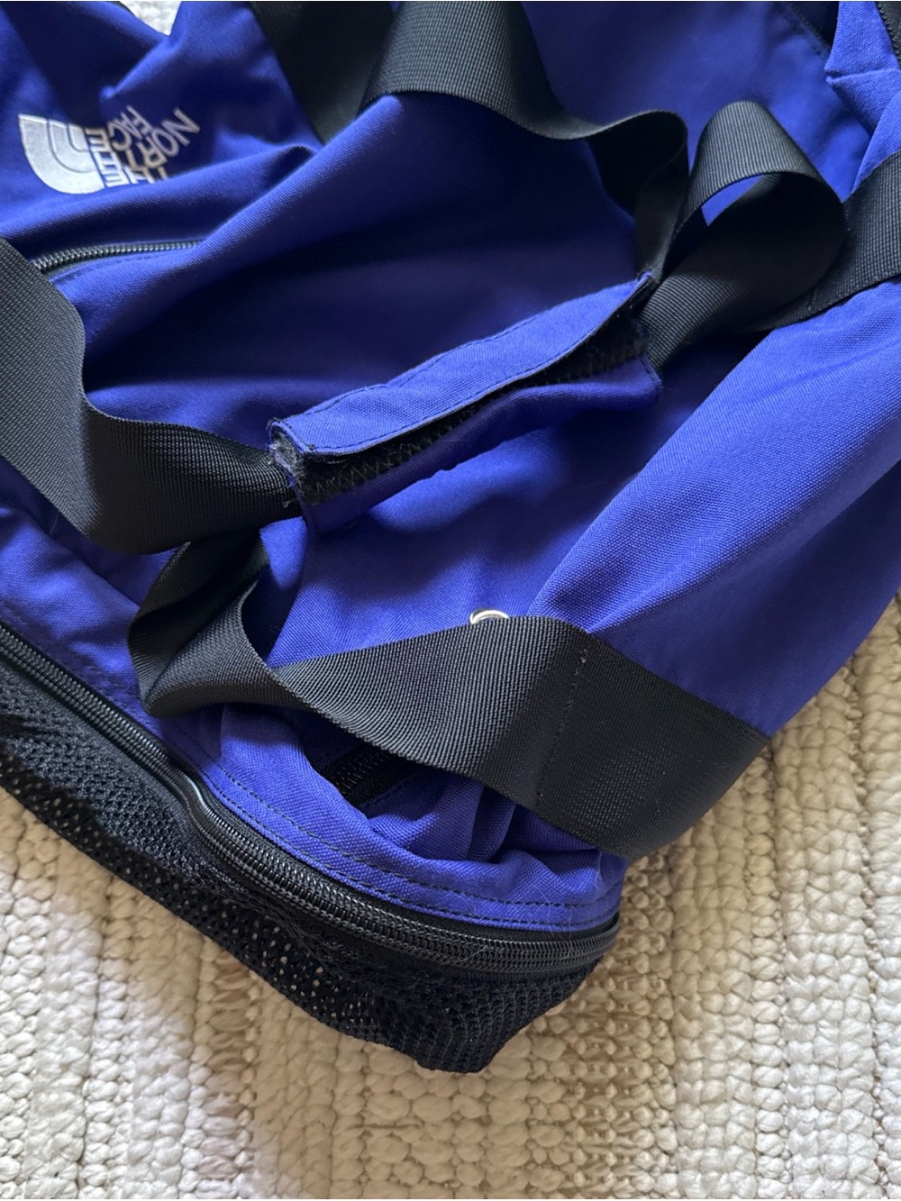The North Face Backpack Duffle Bag Blue And Black Retro Bag Y2k VTG Vintage - Picture 5 of 12